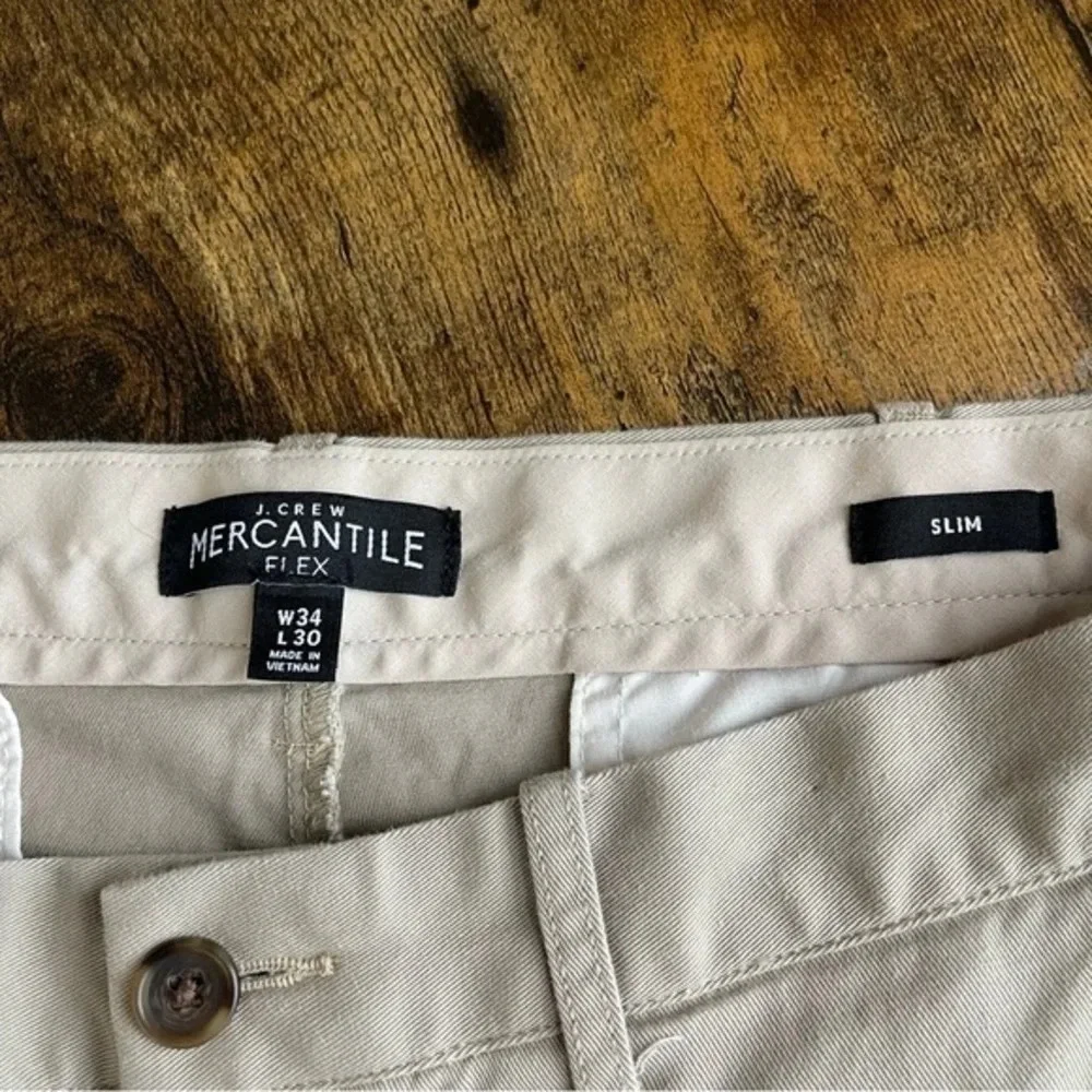 J. Crew Mercantile Flex Fit‎ Slim Khaki Chinos Men's 34x30 Stretch Preppy